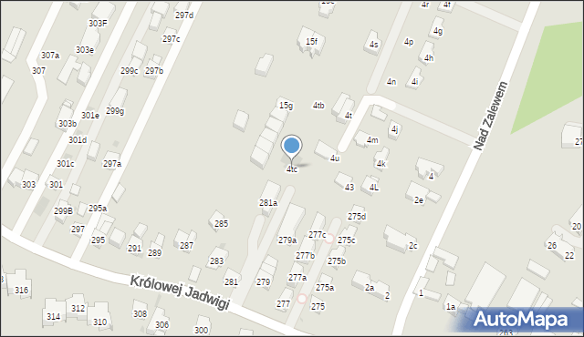 Kraków, Nad Zalewem, 4tc, mapa Krakowa