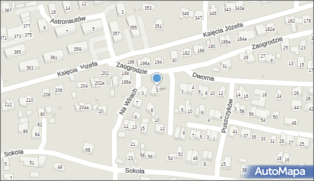 Kraków, Na Wirach, 1, mapa Krakowa