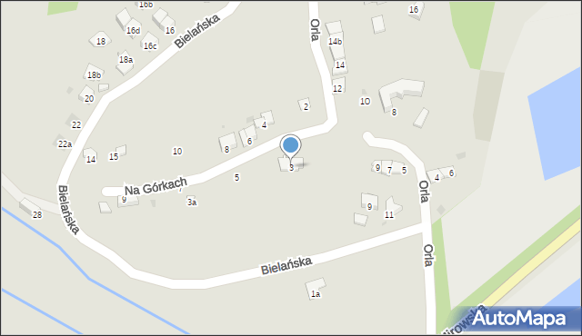 Kraków, Na Górkach, 3, mapa Krakowa