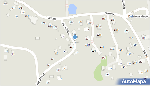 Kraków, Na Klińcu, 5, mapa Krakowa