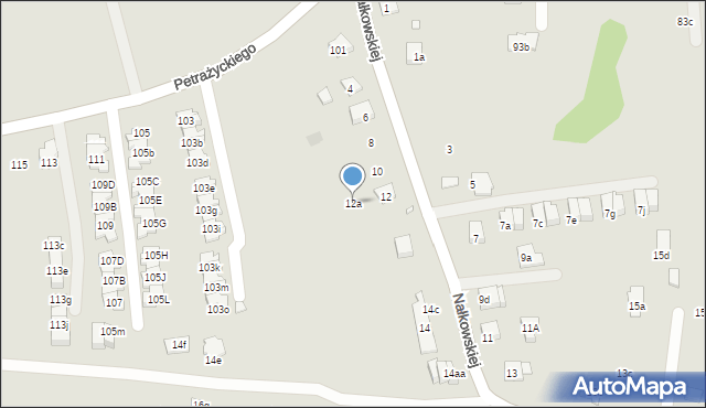 Kraków, Nałkowskiej Zofii, 12a, mapa Krakowa