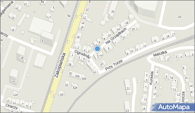 Kraków, Na Grządkach, 1, mapa Krakowa