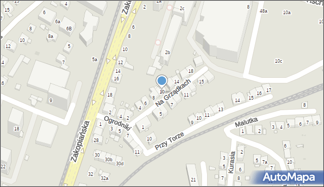 Kraków, Na Grządkach, 10a, mapa Krakowa