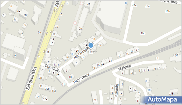 Kraków, Na Grządkach, 11, mapa Krakowa