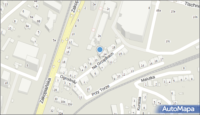 Kraków, Na Grządkach, 12, mapa Krakowa