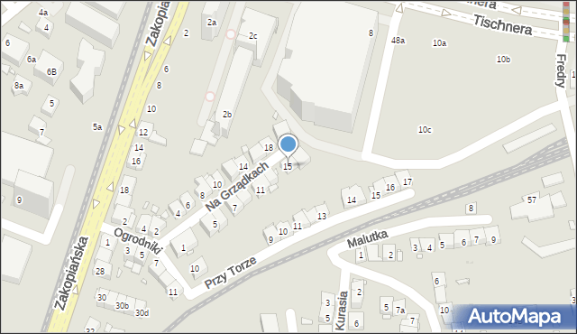 Kraków, Na Grządkach, 15, mapa Krakowa