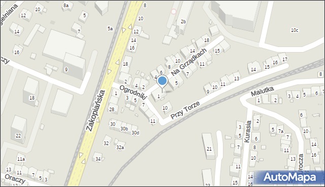 Kraków, Na Grządkach, 3, mapa Krakowa