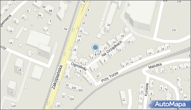 Kraków, Na Grządkach, 6, mapa Krakowa