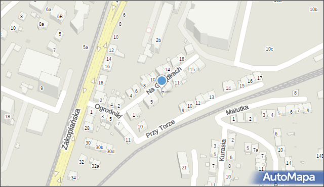 Kraków, Na Grządkach, 7, mapa Krakowa