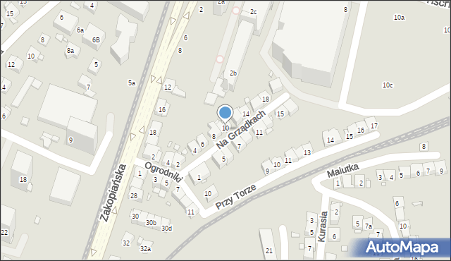 Kraków, Na Grządkach, 10a, mapa Krakowa