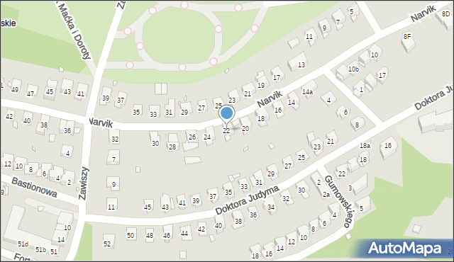 Kraków, Narvik, 22, mapa Krakowa