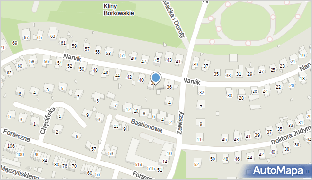 Kraków, Narvik, 38a, mapa Krakowa