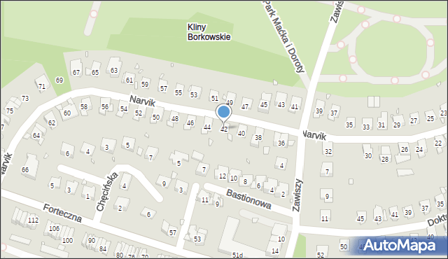 Kraków, Narvik, 42, mapa Krakowa