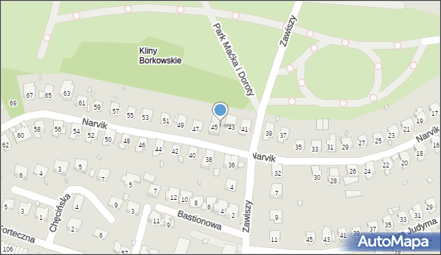 Kraków, Narvik, 45a, mapa Krakowa