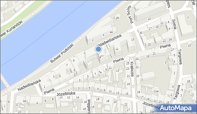 Kraków, Nadwiślańska, 11a, mapa Krakowa