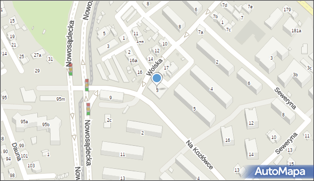 Kraków, Na Kozłówce, 3, mapa Krakowa