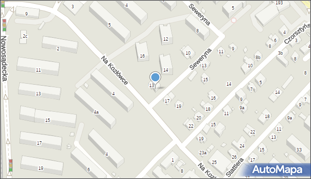 Kraków, Na Kozłówce, 15, mapa Krakowa