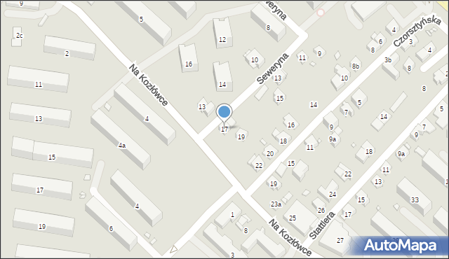 Kraków, Na Kozłówce, 17, mapa Krakowa