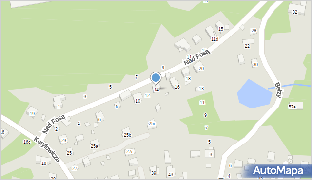 Kraków, Nad Fosą, 14, mapa Krakowa
