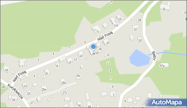 Kraków, Nad Fosą, 16, mapa Krakowa