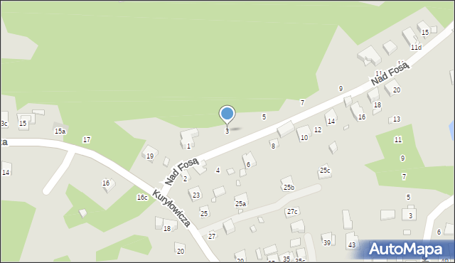 Kraków, Nad Fosą, 3, mapa Krakowa