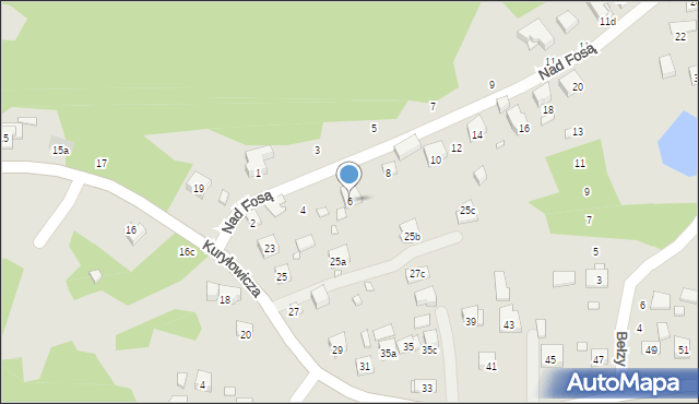 Kraków, Nad Fosą, 6, mapa Krakowa