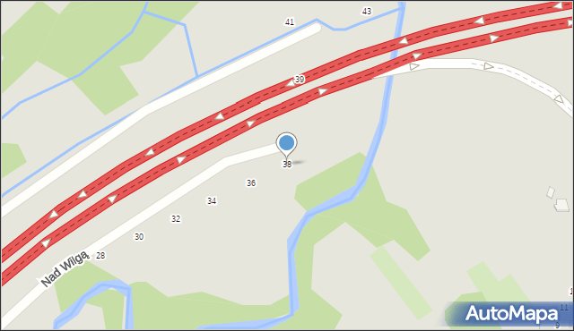 Kraków, Nad Wilgą, 38, mapa Krakowa