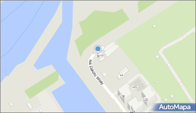 Kraków, Na Zakolu Wisły, 16, mapa Krakowa