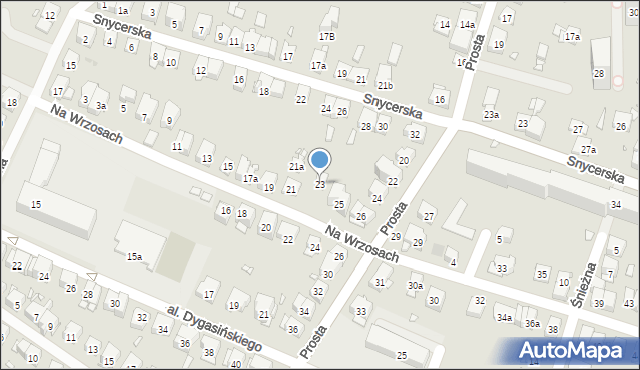 Kraków, Na Wrzosach, 23, mapa Krakowa