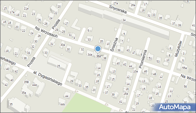 Kraków, Na Wrzosach, 36a, mapa Krakowa