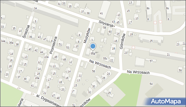 Kraków, Na Wrzosach, 55a, mapa Krakowa