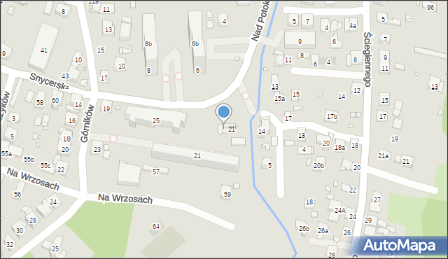 Kraków, Nad Potokiem, 23, mapa Krakowa