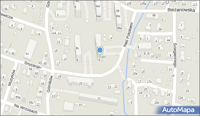 Kraków, Nad Potokiem, 6a, mapa Krakowa