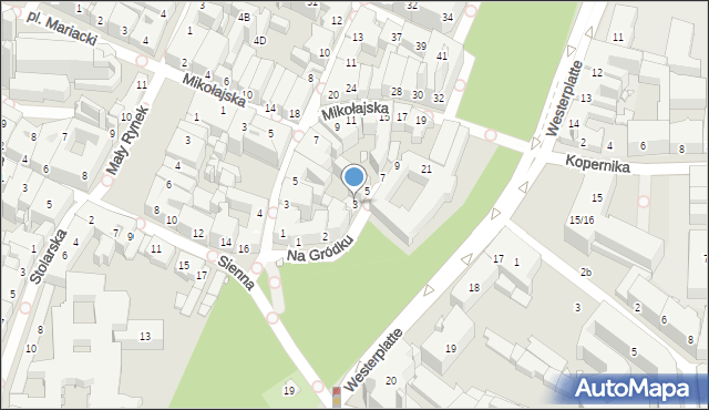 Kraków, Na Gródku, 3, mapa Krakowa