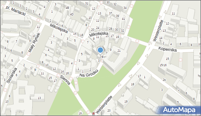 Kraków, Na Gródku, 4, mapa Krakowa