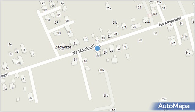 Kraków, Na Mostkach, 18, mapa Krakowa