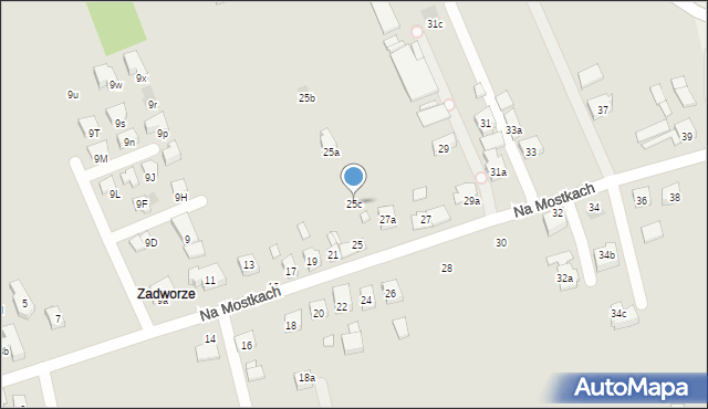 Kraków, Na Mostkach, 25c, mapa Krakowa