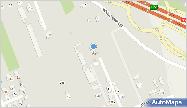 Kraków, Na Mostkach, 31d, mapa Krakowa