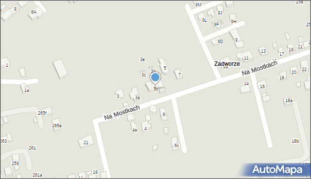 Kraków, Na Mostkach, 3b, mapa Krakowa