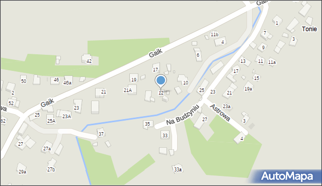 Kraków, Na Budzyniu, 12, mapa Krakowa