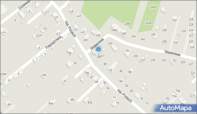Kraków, Na Polach, 100, mapa Krakowa