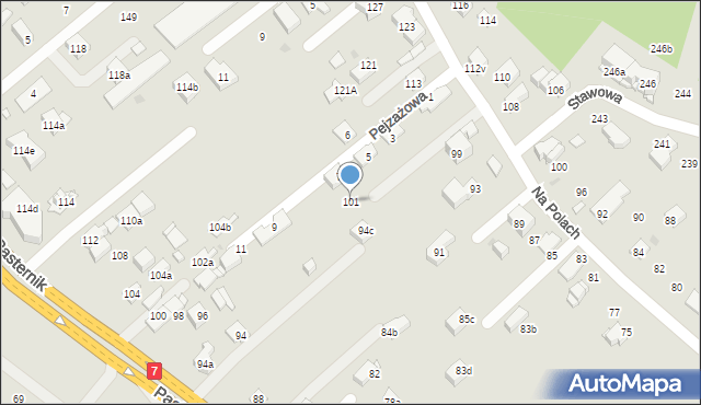 Kraków, Na Polach, 101, mapa Krakowa