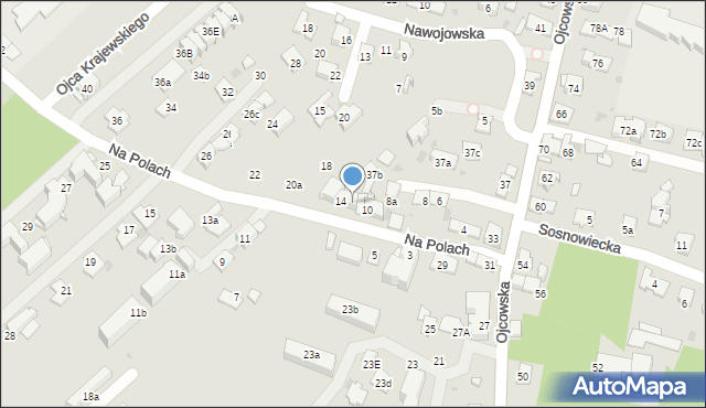 Kraków, Na Polach, 12, mapa Krakowa