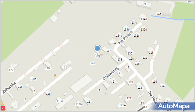 Kraków, Na Polach, 139, mapa Krakowa