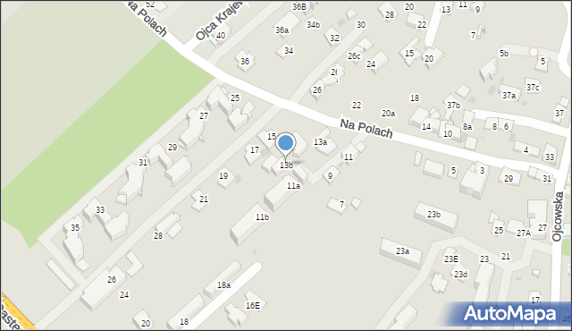 Kraków, Na Polach, 13b, mapa Krakowa