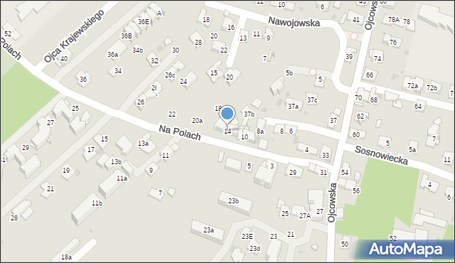 Kraków, Na Polach, 14, mapa Krakowa