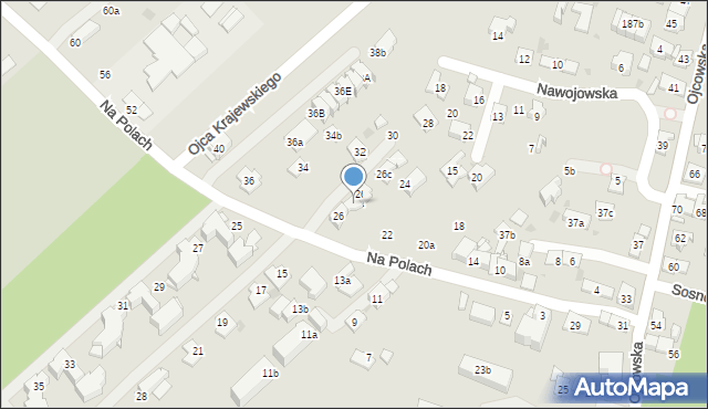 Kraków, Na Polach, 26a, mapa Krakowa