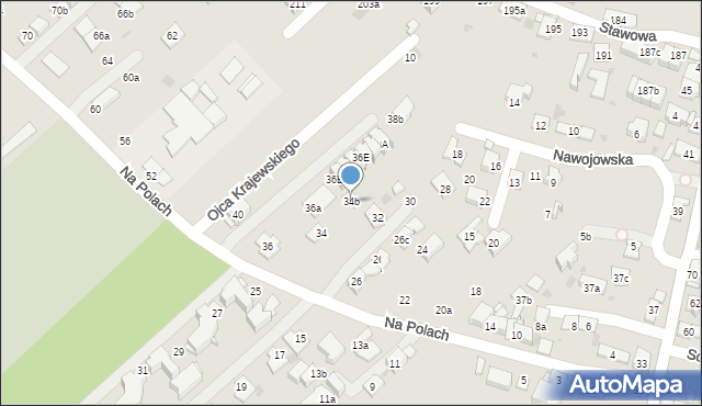 Kraków, Na Polach, 34b, mapa Krakowa