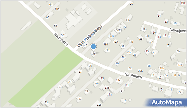 Kraków, Na Polach, 36, mapa Krakowa