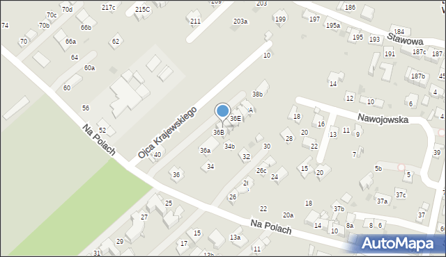 Kraków, Na Polach, 36C, mapa Krakowa